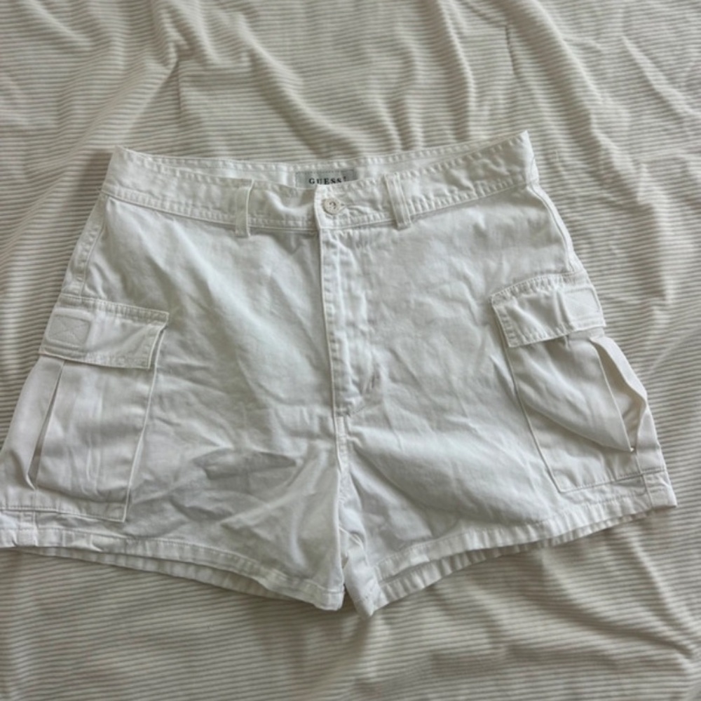 Guess White Women's Cargo Shorts - Utility Pocket Style